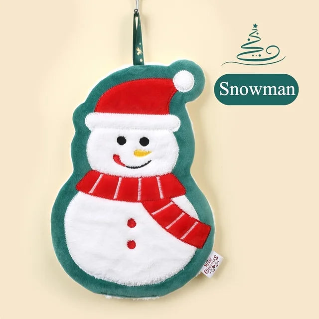 Christmas hand towel hanging style, new thickened coral fleece absorbent quick drying cloth, kitchen embroidery hand towel - V.I.P Digital Presence