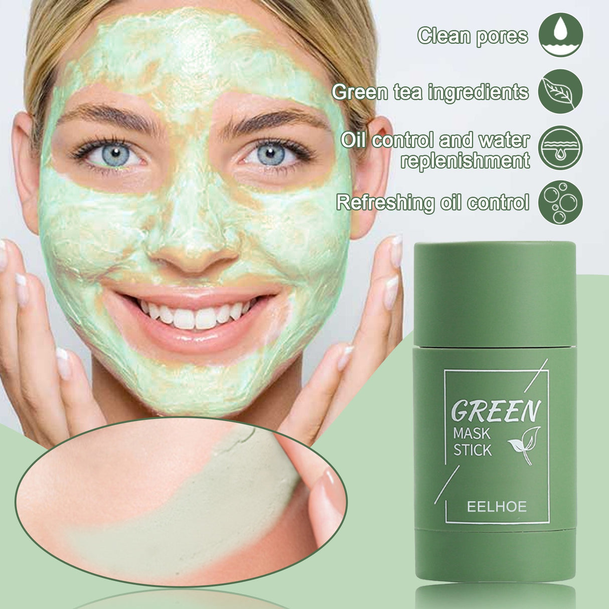EELHOE Green Tea Solid Mask Deep Cleansing And Hydrating Mask Stick Shrinkage Of Pores Applicator Clay Mask - V.I.P Digital Presence