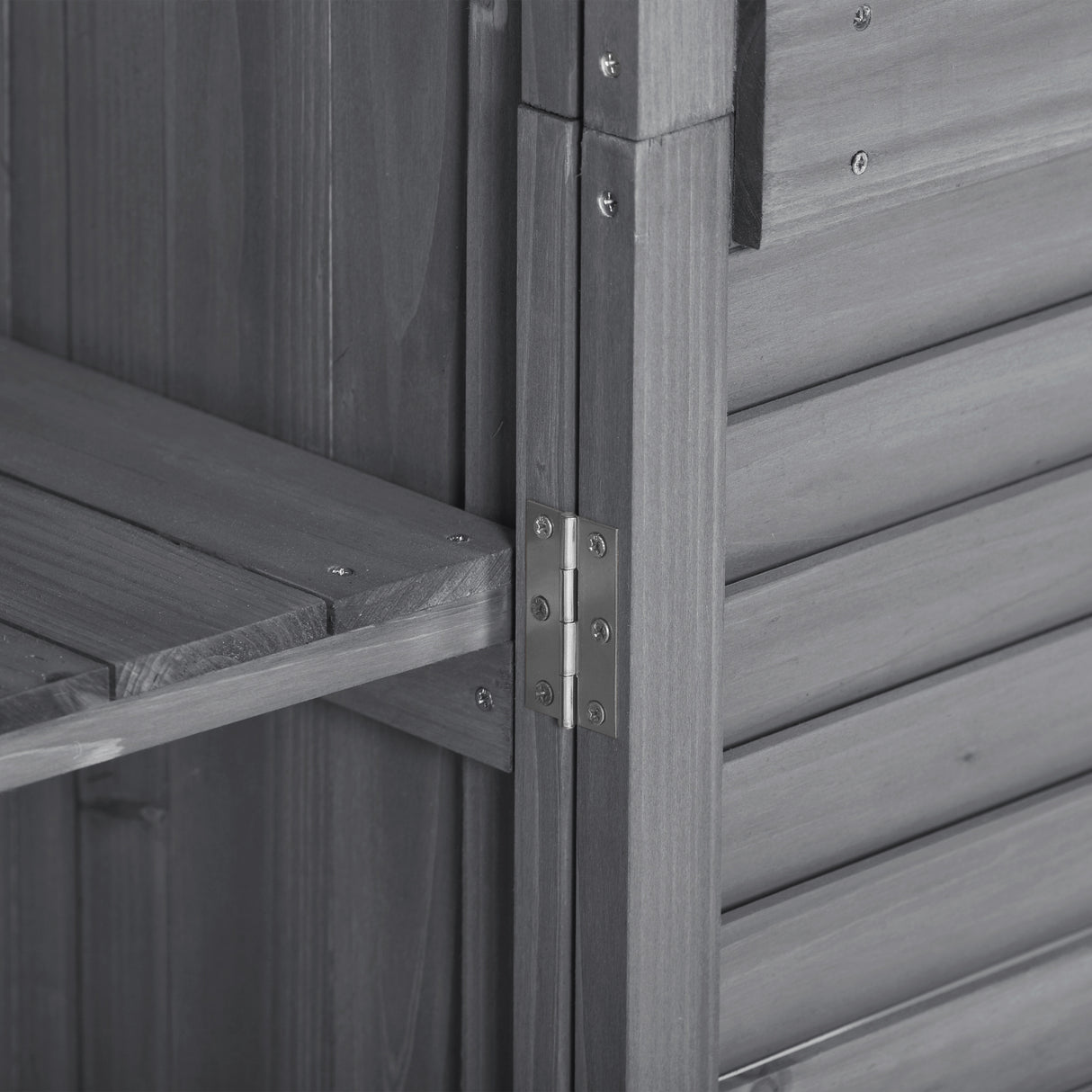 Wooden Garden Shed 3-tier Patio Storage Cabinet Outdoor Organizer Wooden Lockers with Fir Wood (Gray Wood Color -Shutter Design) - V.I.P Digital Presence