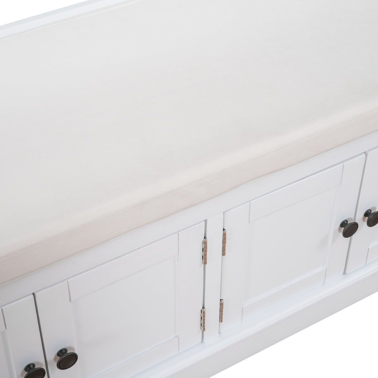 TREXM storage table with 4 adjustable doors and shelves, detachable padded shoe stand (white) - V.I.P Digital Presence