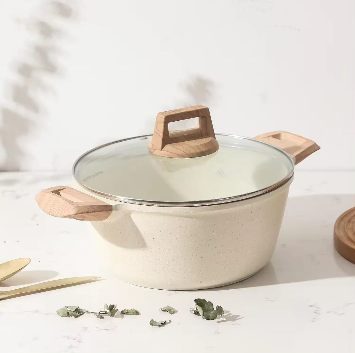Medical stone non-stick pot soup pot stew pot frying pan wok milk pot frying pan steaming marble granite pot set - V.I.P Digital Presence