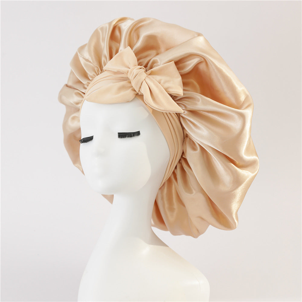 Elastic ribbon bow color Ding round hat solid color night cap wide-brimmed beauty hairdressing head scarf hat - V.I.P Digital Presence