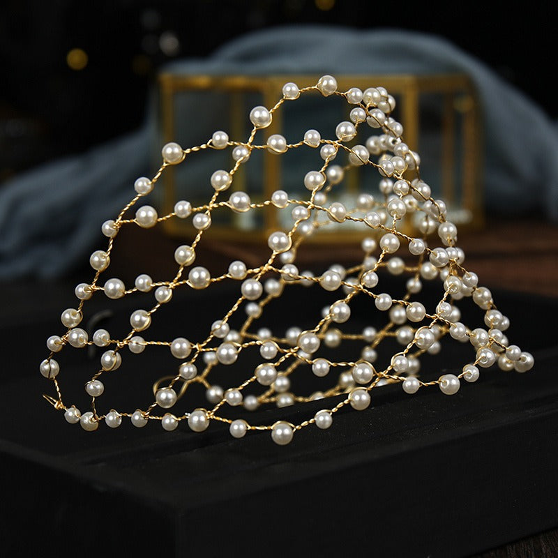 Mesh minimalist pearl hollow headwear - V.I.P Digital Presence