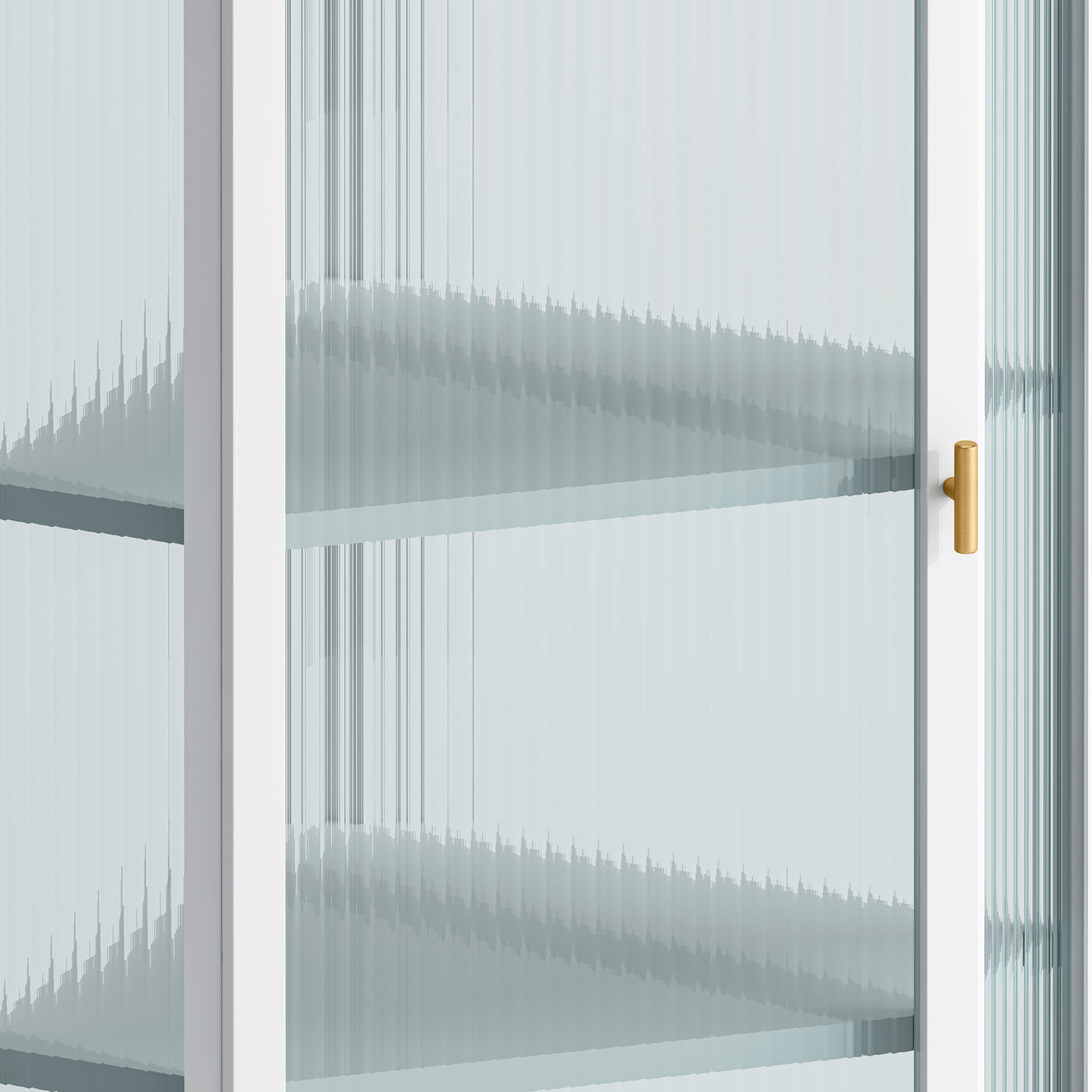 Glass Door Wall Mounted Corner Cabinet with Featuring Four-tier Storage White