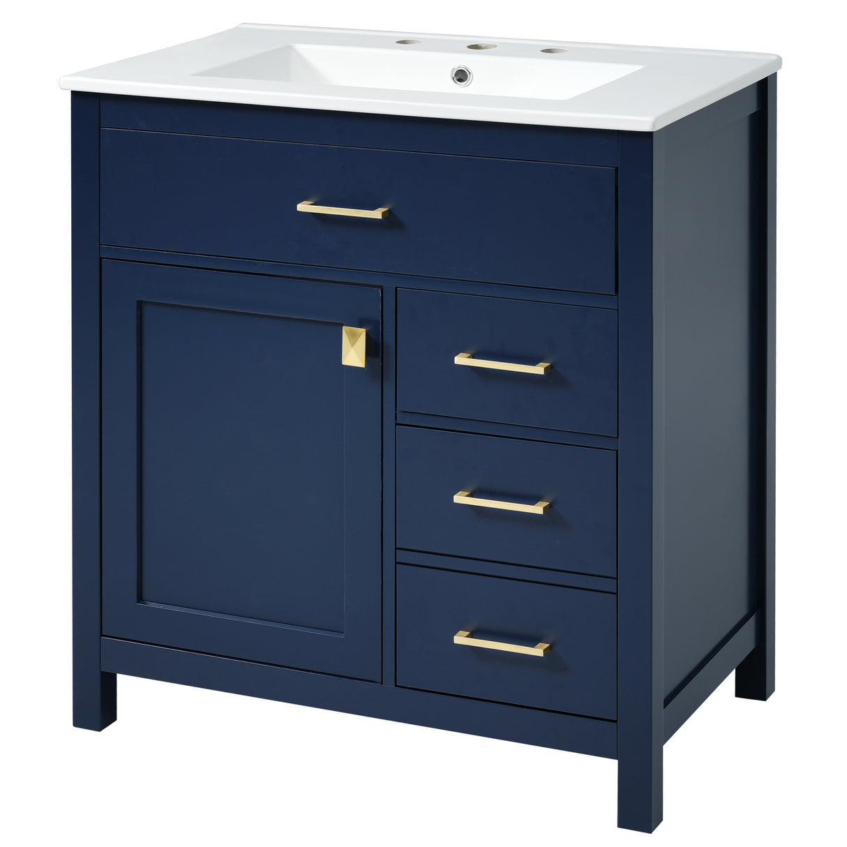 30-Inch Blue Bathroom Vanity with Ceramic Sink and Ample Storage - Ideal Choice for Small Bathrooms - V.I.P Digital Presence