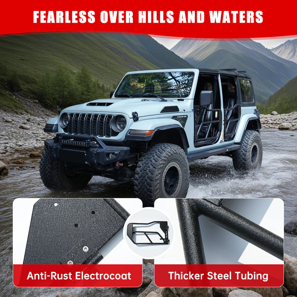 Jeep Tube Doors for Wrangler JL & Gladiator JT (2018-2024) - 4-Pc Set w/Mirrors - V.I.P Digital Presence