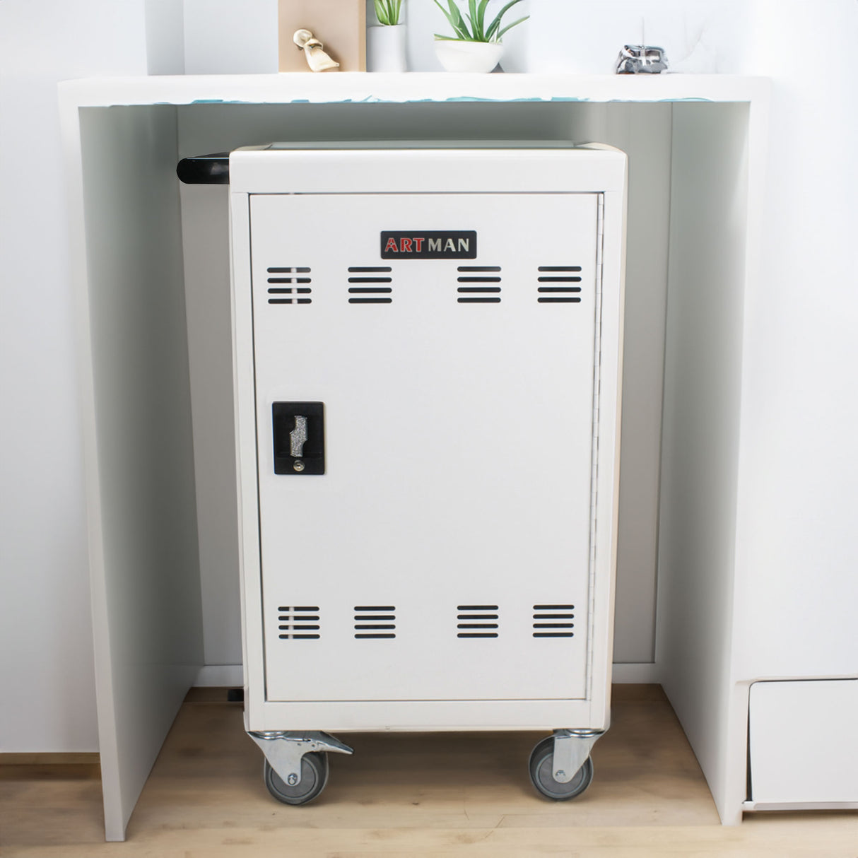 Mobile Charging Cart and Cabinet for Tablets Laptops 32-Device(White) - V.I.P Digital Presence