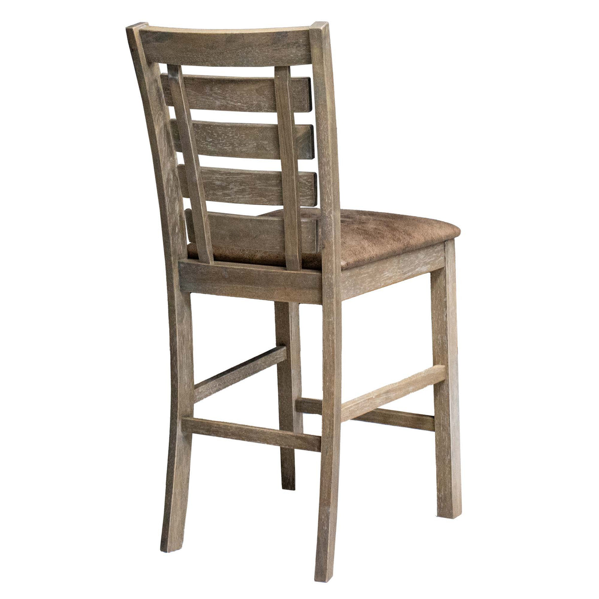 Set of 2 Dining Counter Height Chairs Modern Farmhouse Rustic Look Distressed Design Ladderback Solid Wood - V.I.P Digital Presence