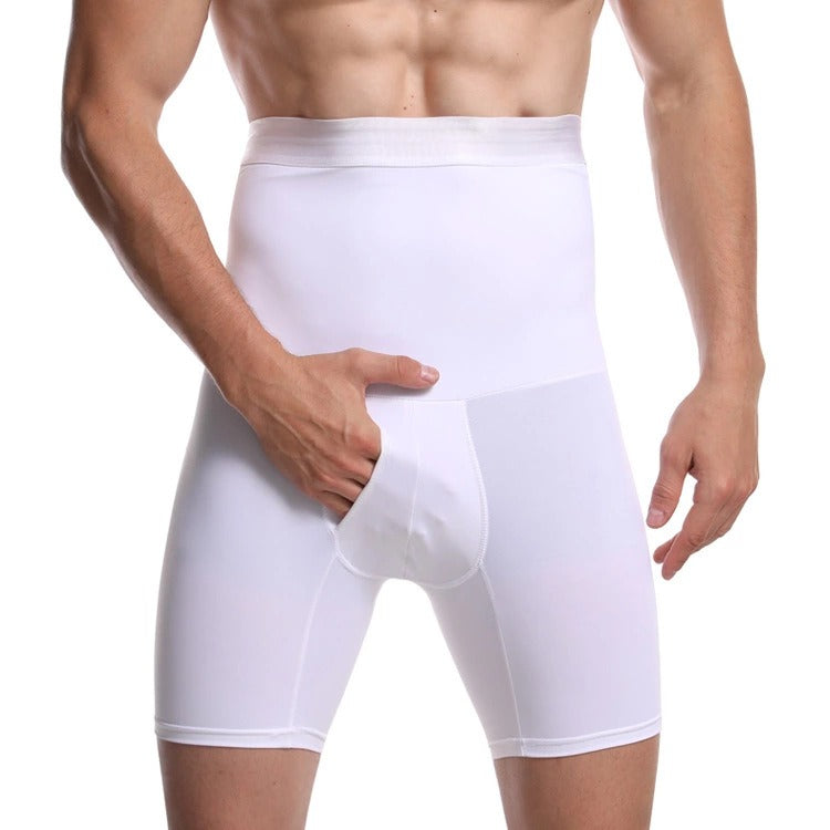 Men's Double layered High Waist Tight Belly Pants Elastic Solid Color Men's Breathable Lifting Hip Shaping Pants - V.I.P Digital Presence