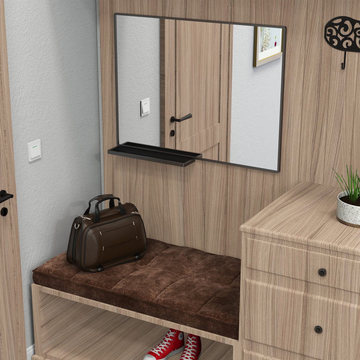40x30 Inch modern bathroom mirror with storage rack rectangular mirror bathroom living room bedroom hanging mirror - V.I.P Digital Presence