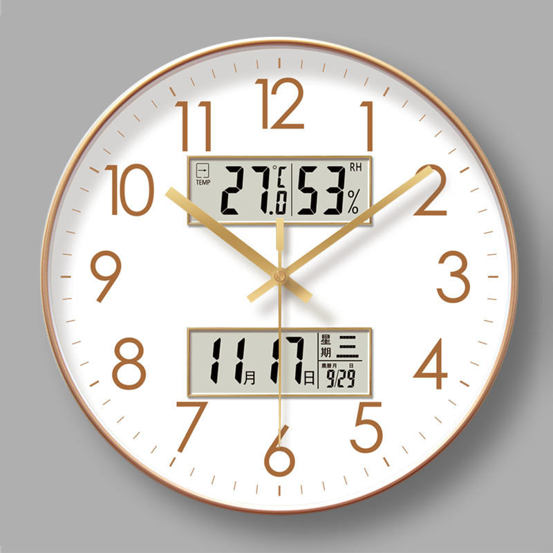 2025 New 10/12/14 - inch Electronic Calendar Wall Clock. Monitors temp & humidity. Dual - display. Mute. Quartz movement. - V.I.P Digital Presence