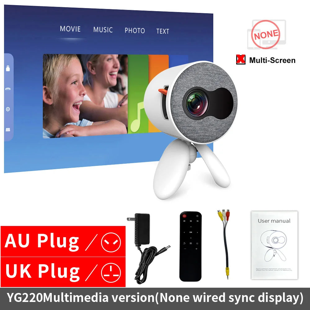 LEJIADA YG220 Mini Projector 3.5mm Audio Phone with screen Update Version Portable Pocket Cute Projector Video Player Kids Gift
