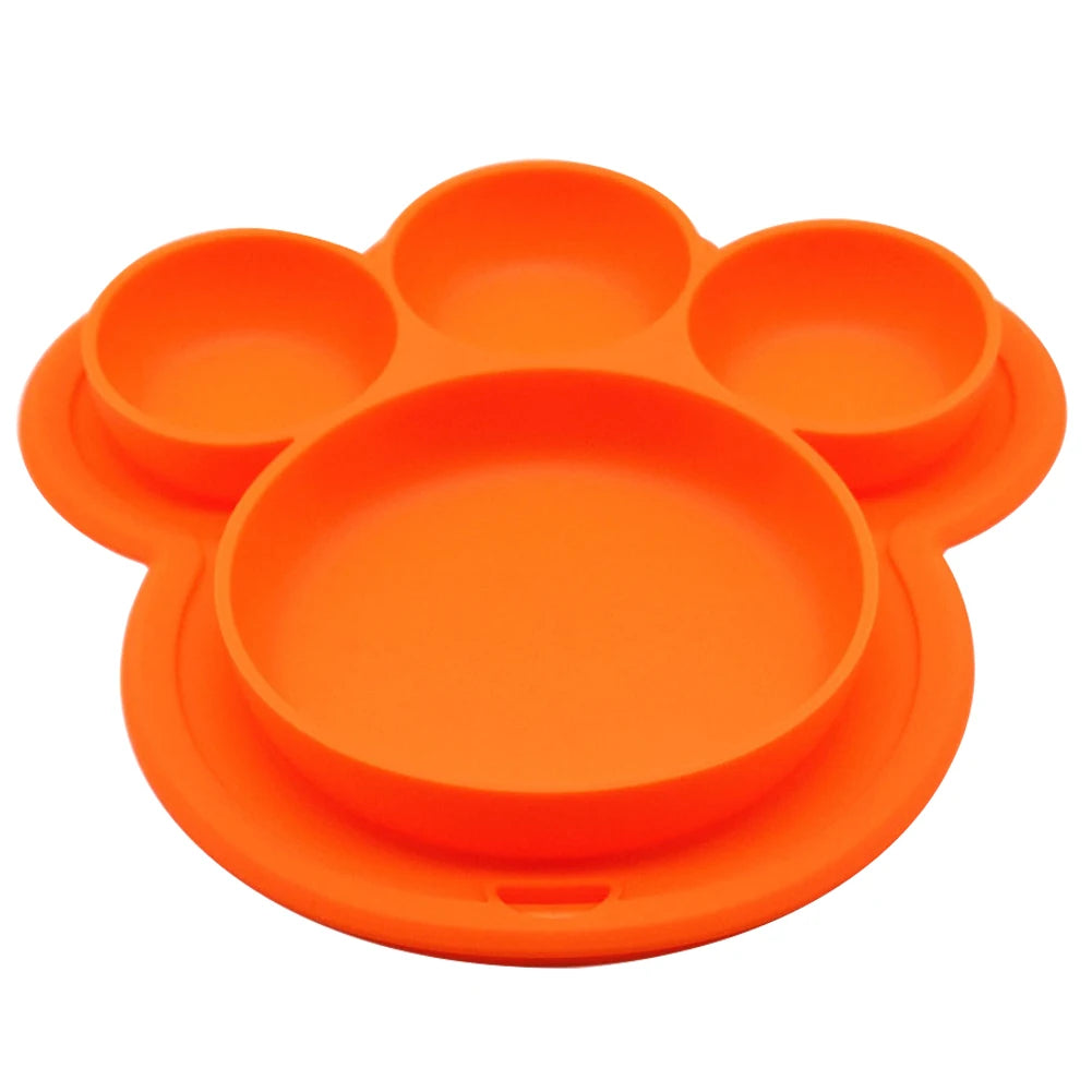 Plato de silicona de grado alimenticio para niños, plato para el hogar, plato para bebés, vajilla con forma de pata de oso, cuencos de dibujos animados para entrenamiento de niños, ventosa para niños pequeños