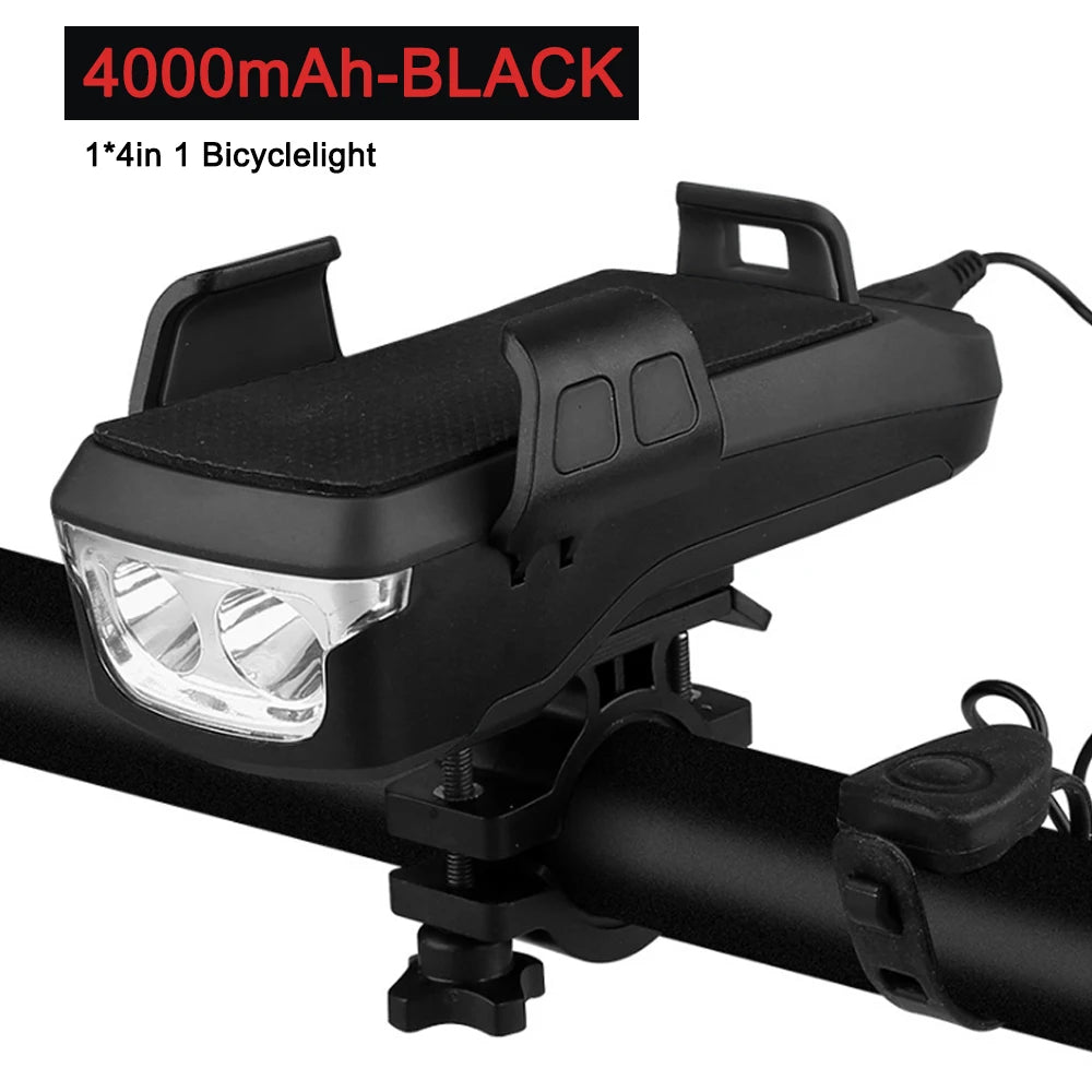 5 IN 1 Multifunction Bicycle Light USB Solar Charging Horn Phone Holder Power Bank Front Lamp For Bicycle Led Lamp Accessories - V.I.P Digital Presence