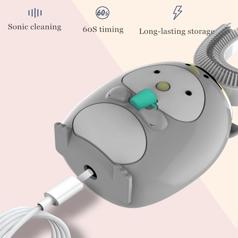 Smart U 360 Degrees Kids Sonic Electric Toothbrush Silicon USB Automatic Ultrasonic Teeth Tooth Brush Cartoon Pattern Children - V.I.P Digital Presence
