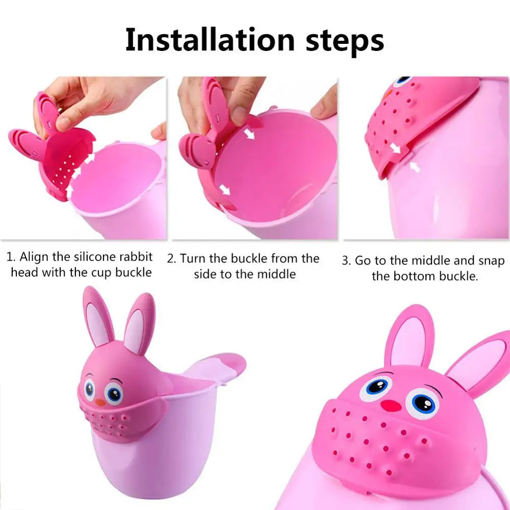 Taza de champú para ducha de bebé, taza de ducha para recién nacidos con dibujos animados, cuchara de riego para ducha de bebé, taza de baño