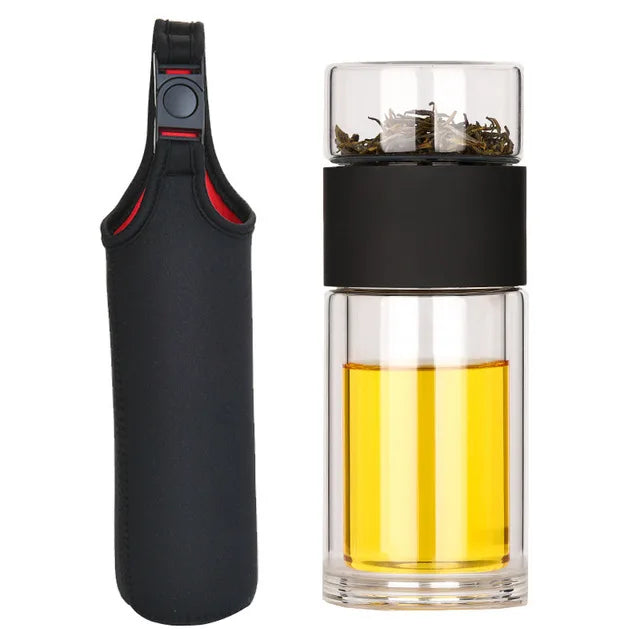 Portable Double Wall Glass Tea Mug Coffee Travel Cup Infuser Drink Bottle Tumbler Drinkware Eco-Friendly - V.I.P Digital Presence