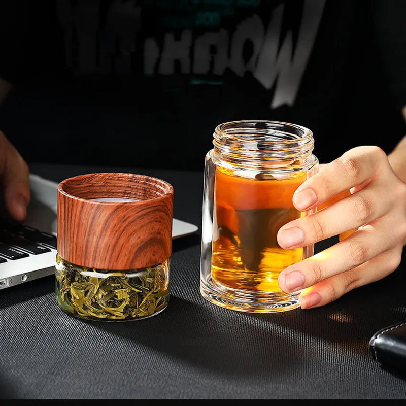 Portable Double Wall Glass Tea Mug Coffee Travel Cup Infuser Drink Bottle Tumbler Drinkware Eco-Friendly - V.I.P Digital Presence