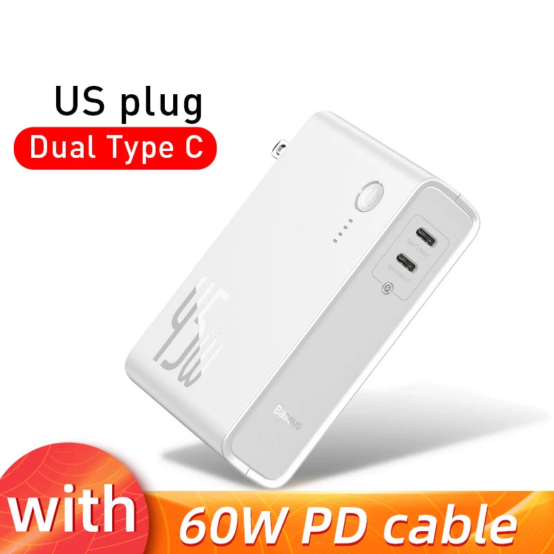 Baseus GaN Power Bank Charger 10000mAh 45W USB C PD Fast Charging 2 in 1 Charger & Battery as One ForiP 11 Pro Laptop ForXiaomi - V.I.P Digital Presence