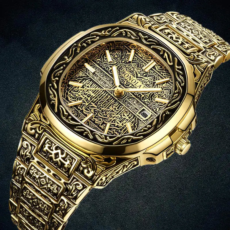 Fashion quartz watch men Brand ONOLA luxury Retro golden stainless steel watch men gold mens watch reloj hombre - V.I.P Digital Presence