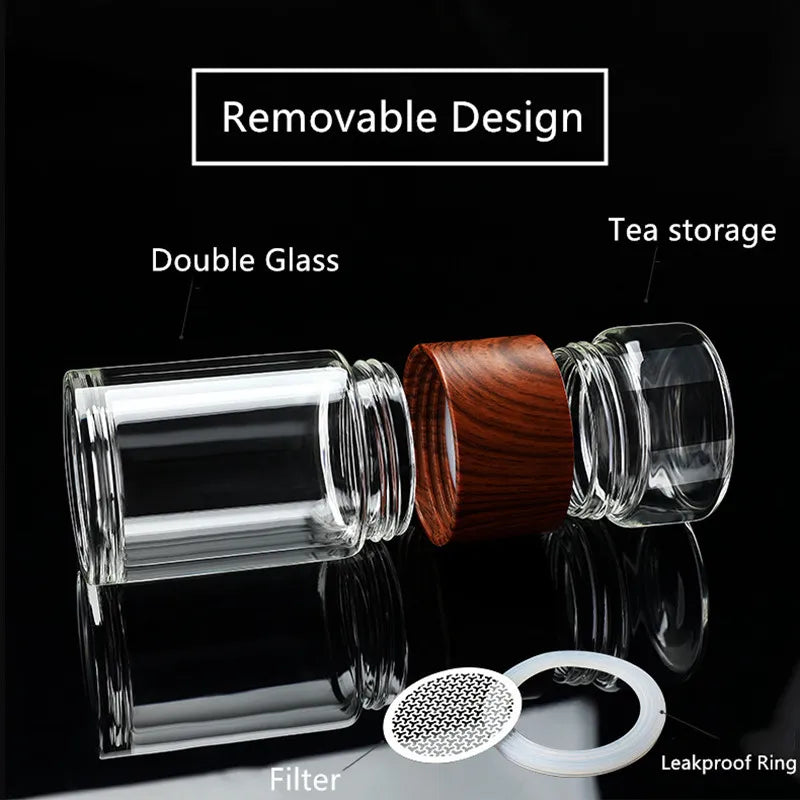Portable Double Wall Glass Tea Mug Coffee Travel Cup Infuser Drink Bottle Tumbler Drinkware Eco-Friendly - V.I.P Digital Presence