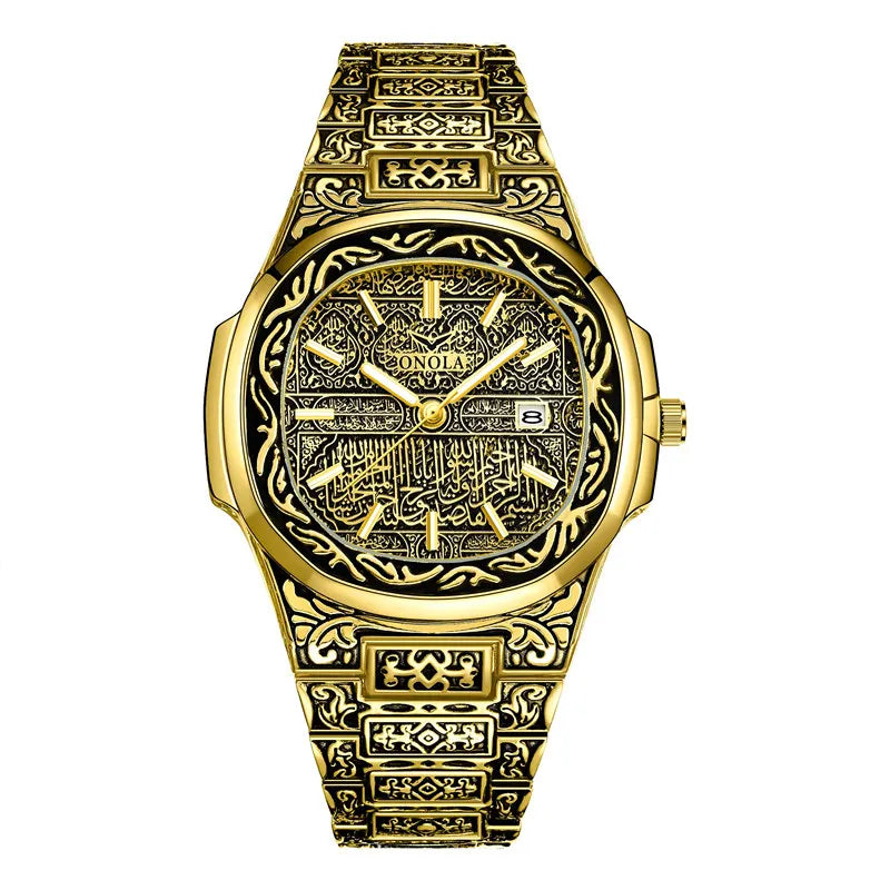 Fashion quartz watch men Brand ONOLA luxury Retro golden stainless steel watch men gold mens watch reloj hombre - V.I.P Digital Presence