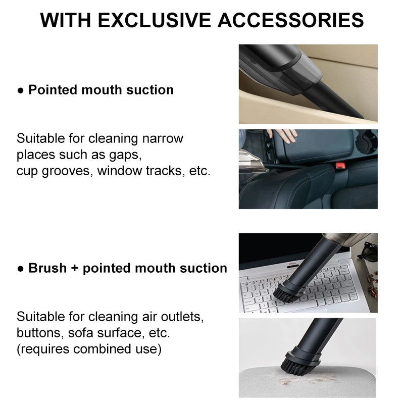 Handheld Wireless Vacuum Cleaner Rechargeable Cyclone Suction Car Vacuum Cleaner Cordless Wet/Dry Auto Portable for Car Home - V.I.P Digital Presence
