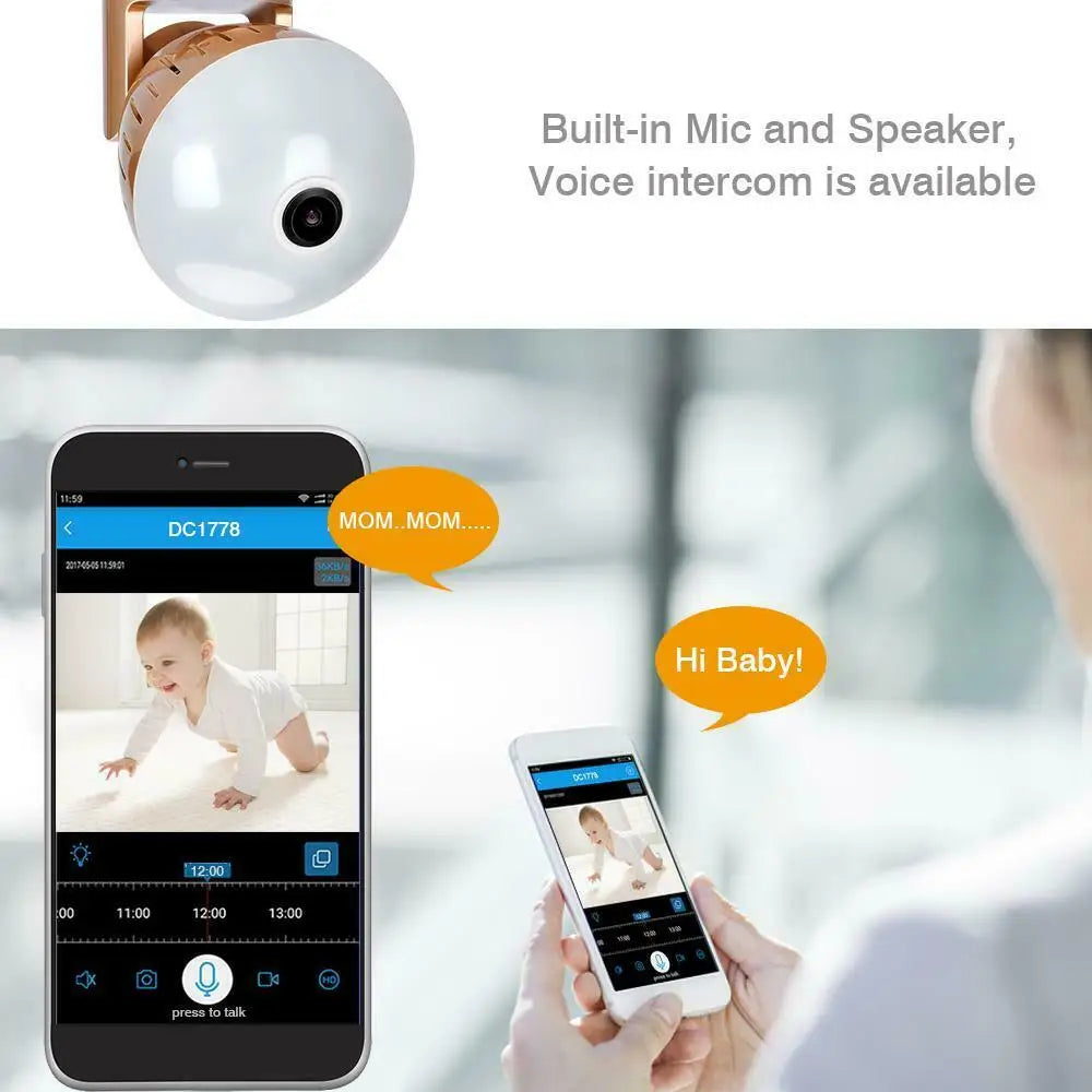 200W Camera Bulb Lamp light Wireless 2MP HD 360 Degrees Panoramic Light Home Cctv Security Video Surveillance Wifi Camera - V.I.P Digital Presence