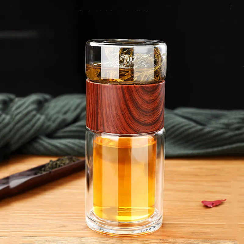 Portable Double Wall Glass Tea Mug Coffee Travel Cup Infuser Drink Bottle Tumbler Drinkware Eco-Friendly - V.I.P Digital Presence