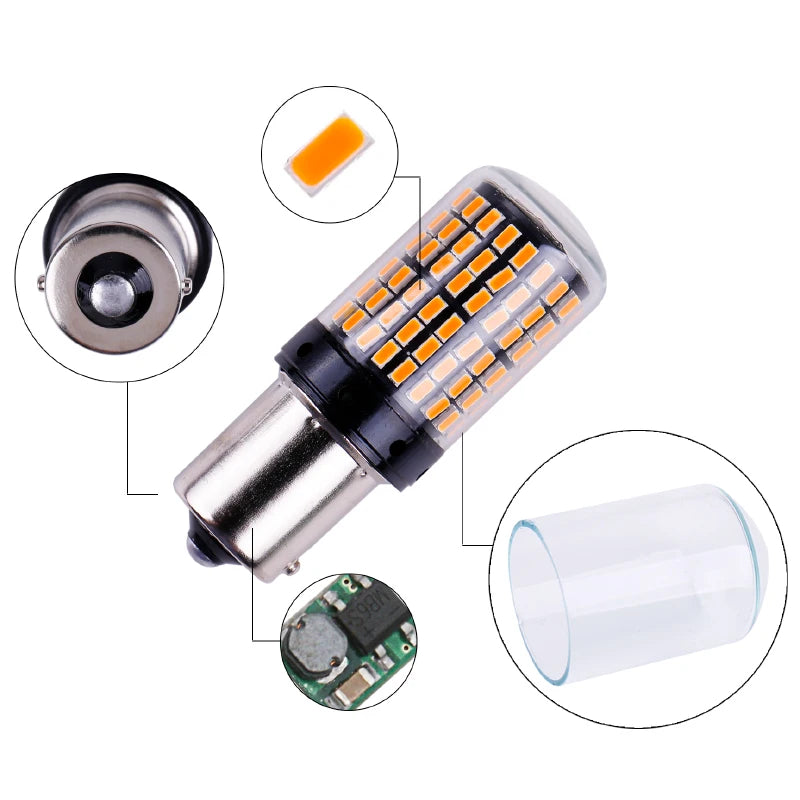 1x 3014 144smd CanBus S25 1156 BA15S P21W LED BAY15D BAU15S PY21W lamp T20 LED 7440 W21W W21/5W led Bulbs For Turn Signal Light - V.I.P Digital Presence
