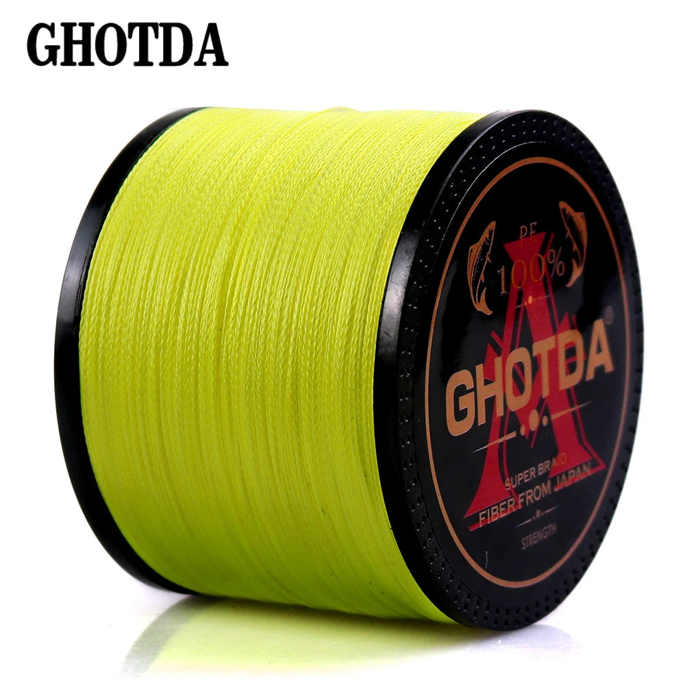 Hilo de pesca trenzado GHOTDA de 300 m, 500 m y 1000 m, 4 hebras, multifilamento, para pesca de carpas, de 10 a 120 lb