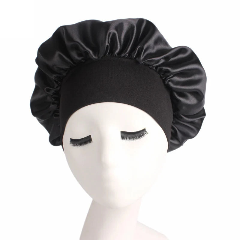 1pc Adjust Solid Satin Bonnet Hair Styling Cap Long Hair Care Women Night Sleep Hat Silk Head Wrap Shower Cap Hair Styling Tools - V.I.P Digital Presence
