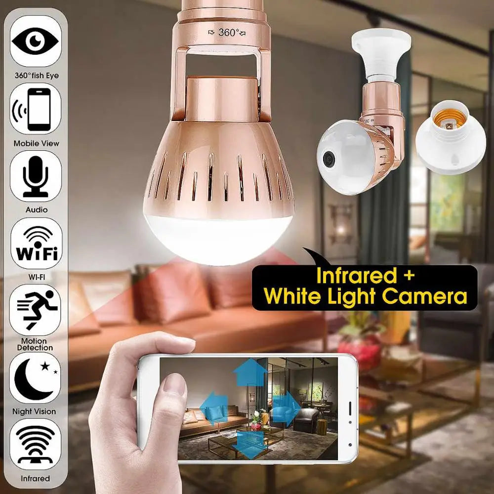 200W Camera Bulb Lamp light Wireless 2MP HD 360 Degrees Panoramic Light Home Cctv Security Video Surveillance Wifi Camera - V.I.P Digital Presence