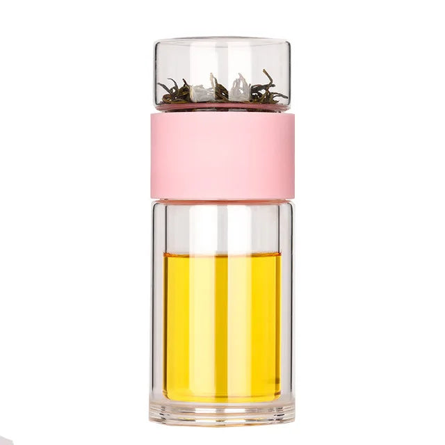 Portable Double Wall Glass Tea Mug Coffee Travel Cup Infuser Drink Bottle Tumbler Drinkware Eco-Friendly - V.I.P Digital Presence