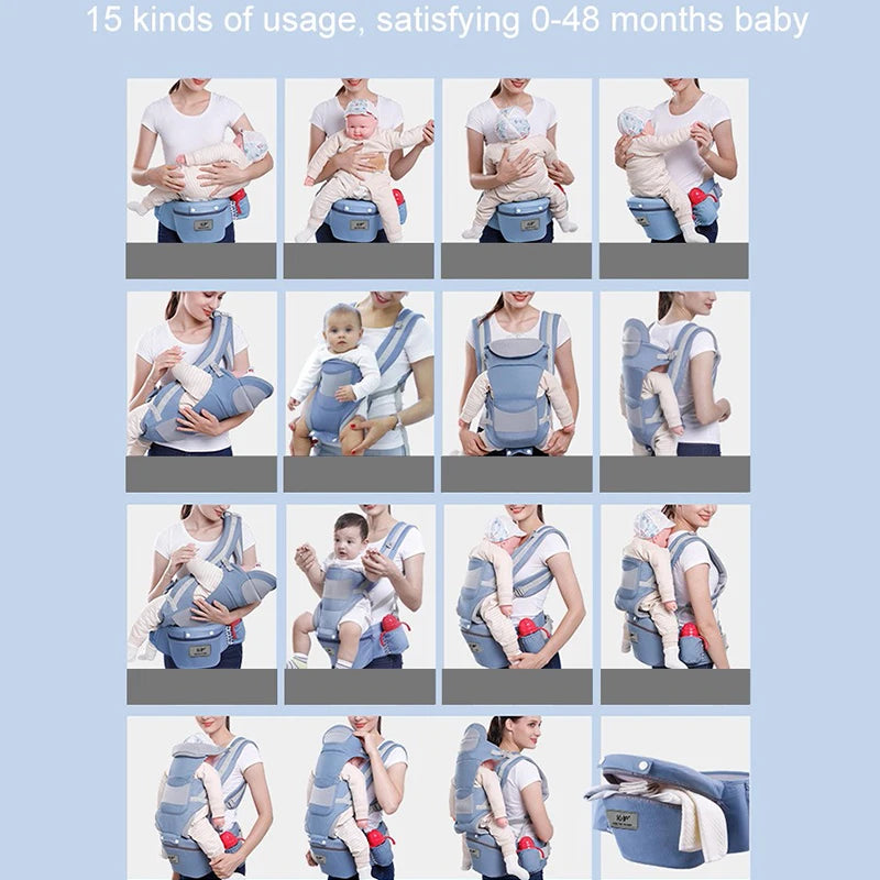 Portabebés ergonómico de 0 a 48 meses, 3 en 1, con asiento frontal, tipo canguro