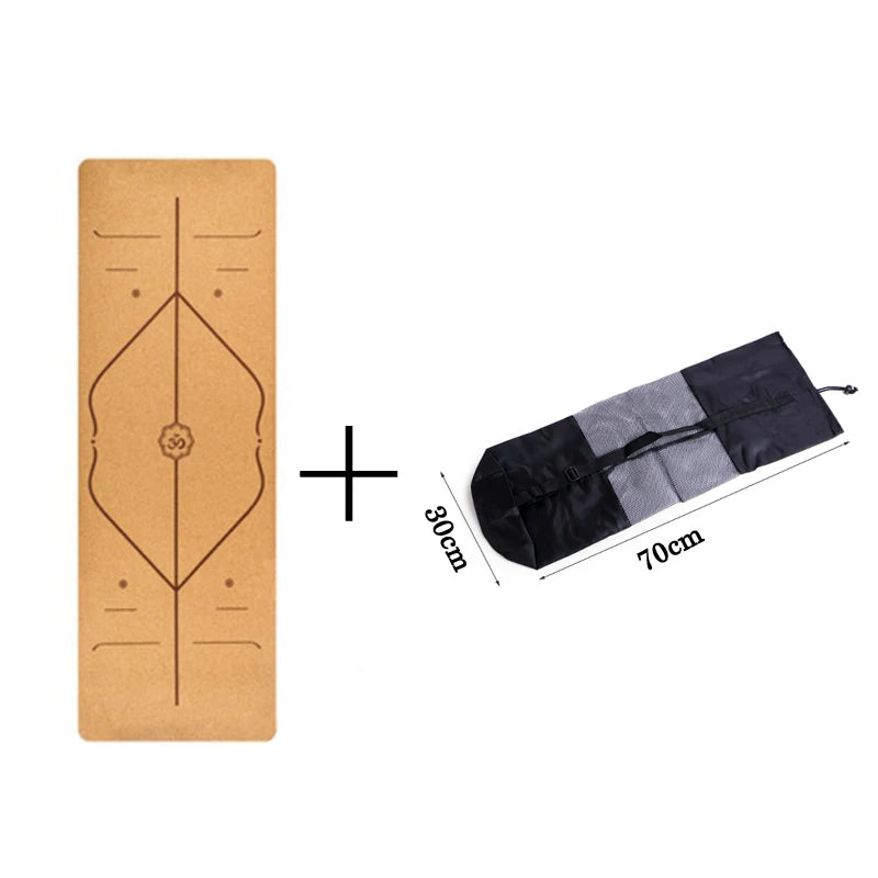 183X68cm Natural Cork TPE Yoga Mat For Fitness 5mm Sports Mats Pilates Exercise Pads Non-slip Yoga mats With Position Body Line - V.I.P Digital Presence