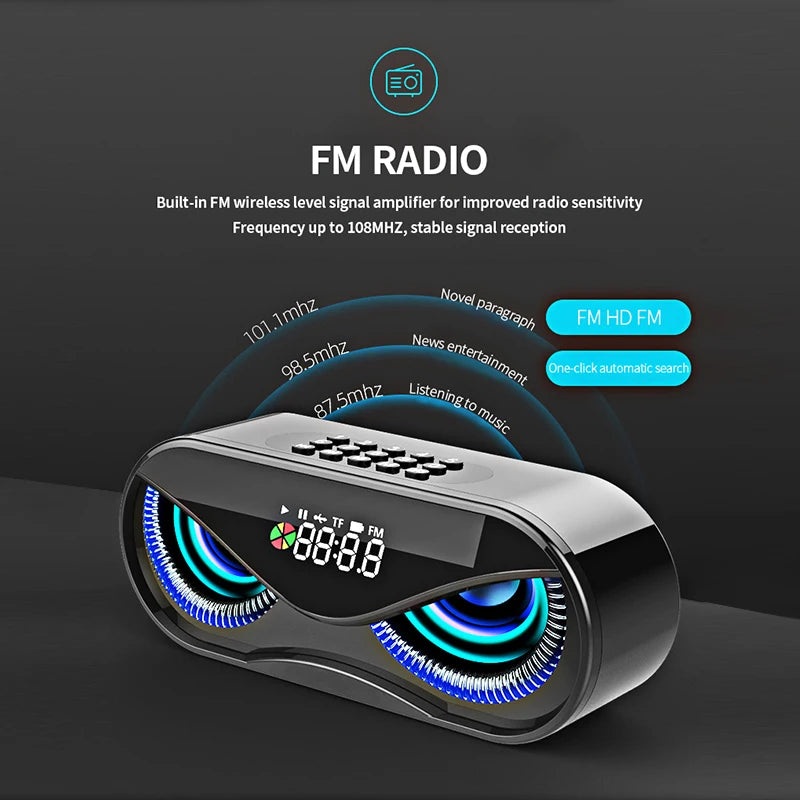 M6 Cool Owl Design Bluetooth Speaker LED Flash Wireless Loudspeaker FM Radio Alarm Clock TF Card Support Select Songs By Number - V.I.P Digital Presence