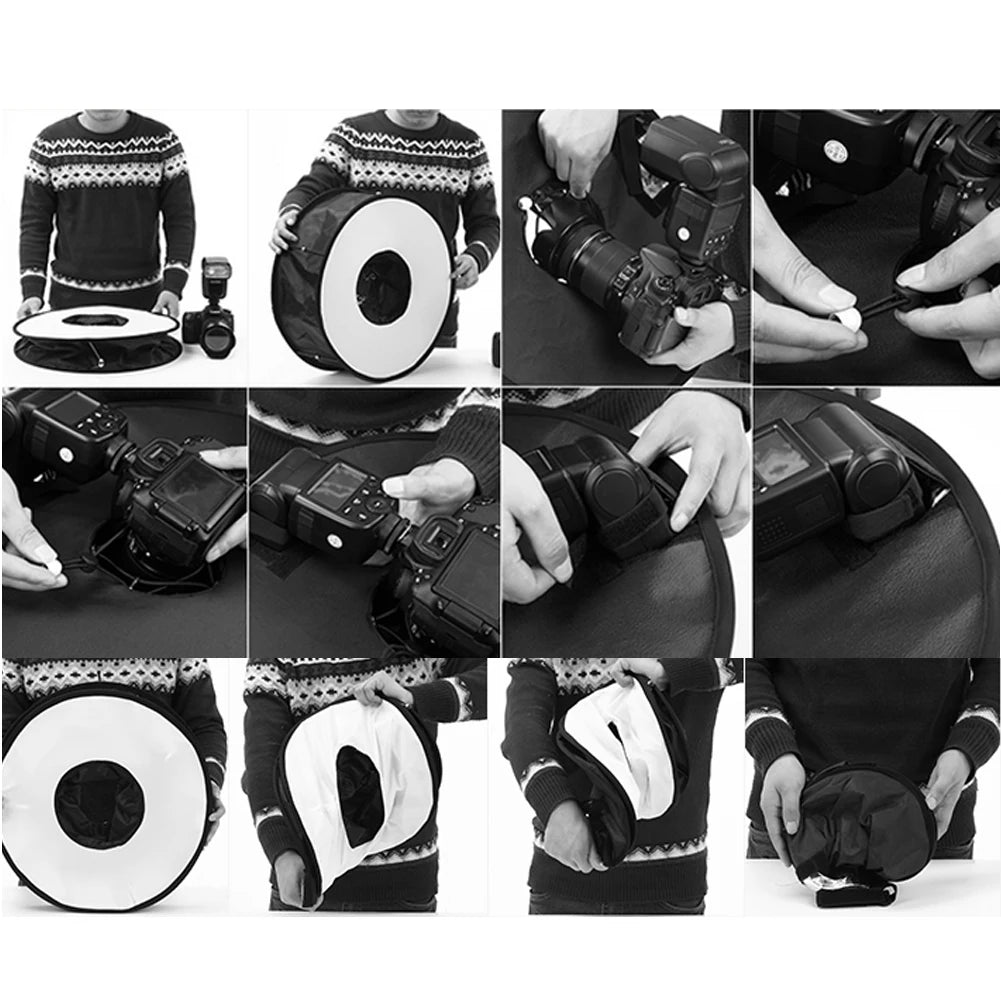 Ring Softbox SpeedLite Softbox Flash Light 45cm Foldable Diffuser Ring Speedlight Soft box