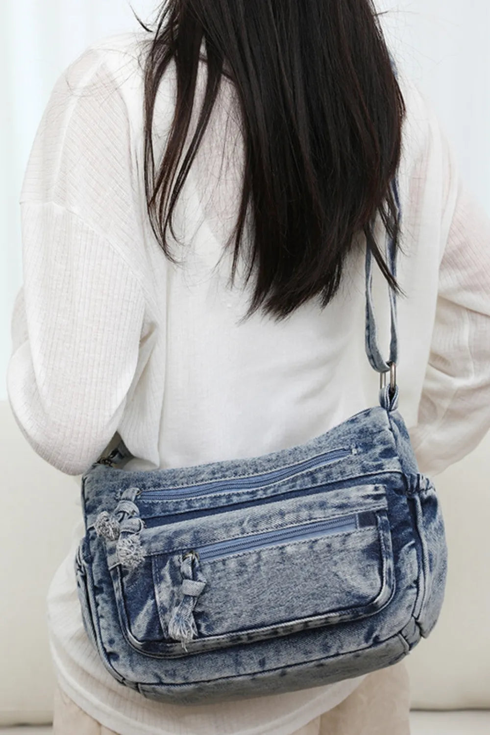 Adjustable Strap Denim Crossbody Bag - V.I.P Digital Presence
