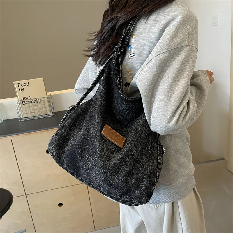 Adjustable Strap Denim Shoulder Bag - V.I.P Digital Presence