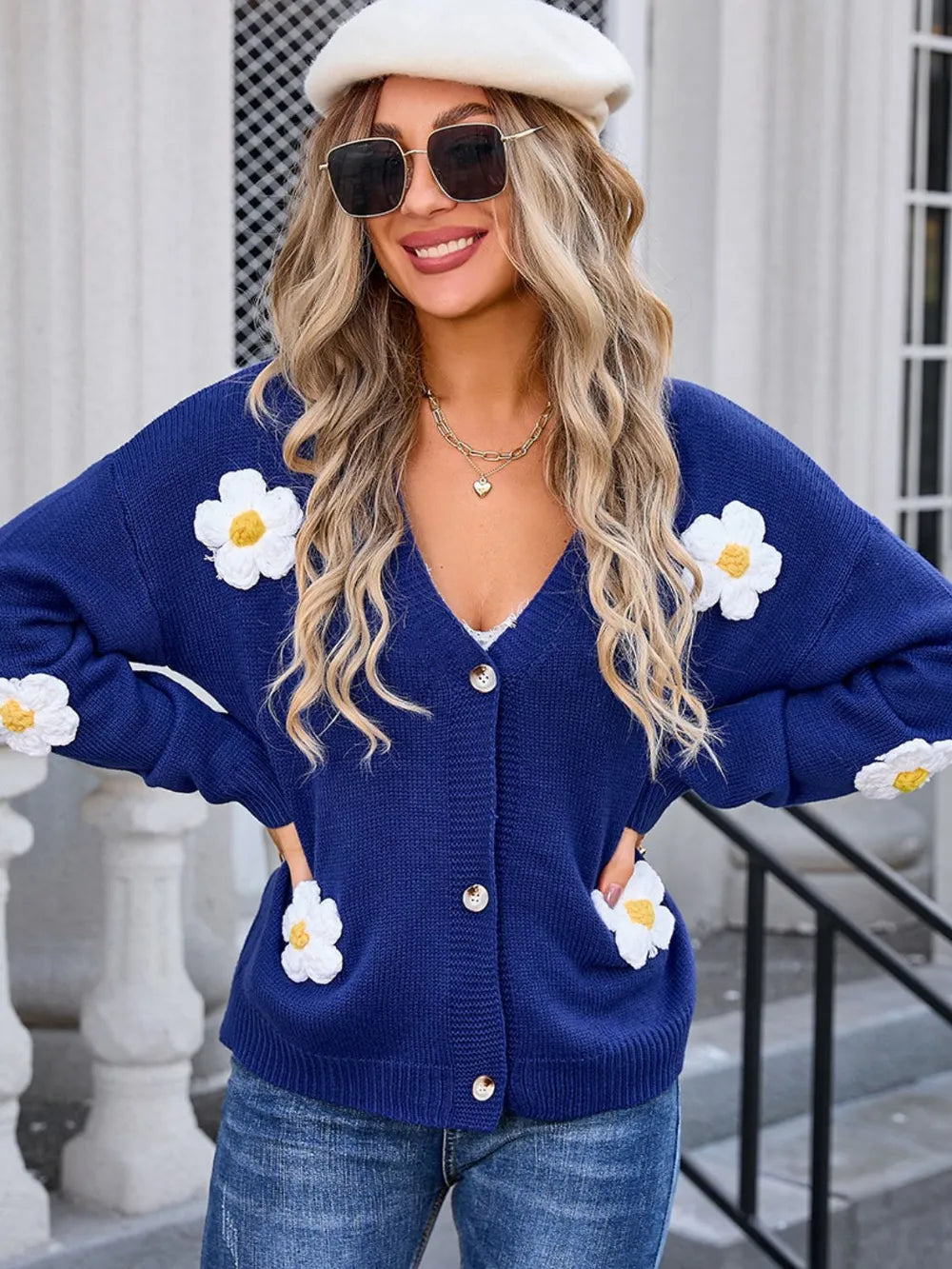 Angel Wings Crochet Flower Button Up Cardigan - V.I.P Digital Presence
