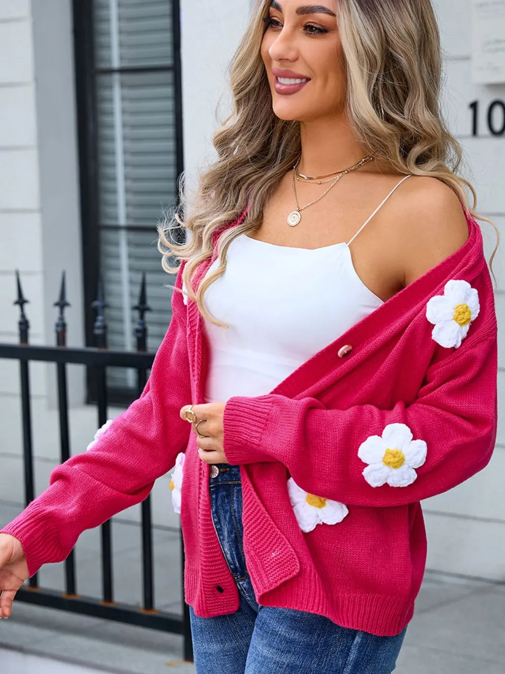 Angel Wings Crochet Flower Button Up Cardigan - V.I.P Digital Presence