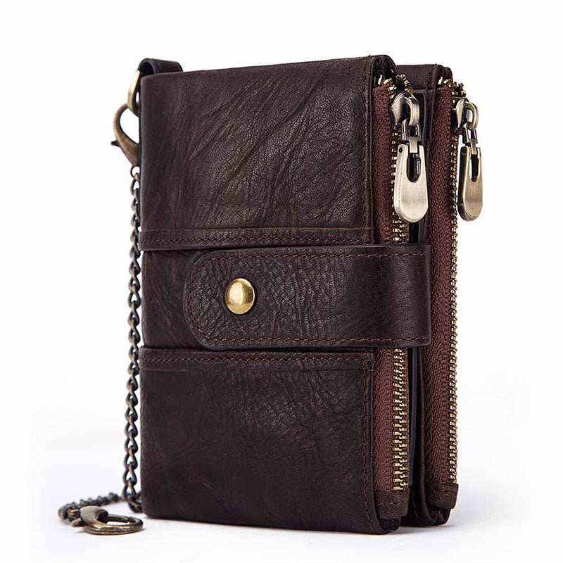 Anti-Theft Brush Wallet Leather Bag Multi-Function Buckle Zipper Retro Crazy Horse Cowhide Men's Bag Casual Coin Purse - V.I.P Digital Presence