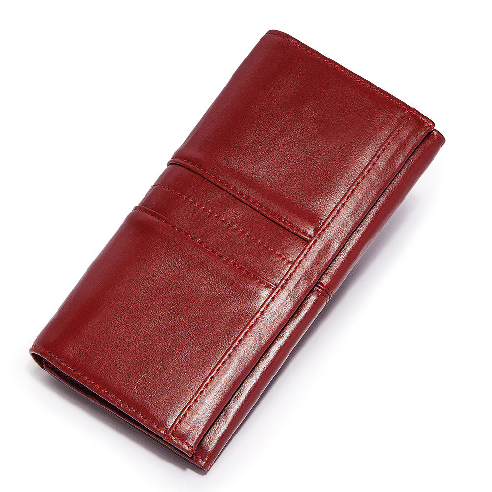 Anti-Theft Brushed Genuine Leather Ladies Wallet Top Layer Cowhide Long Women's Bag Multi-Card Card Holder Mobile Phone Bag Clutch Bag - V.I.P Digital Presence