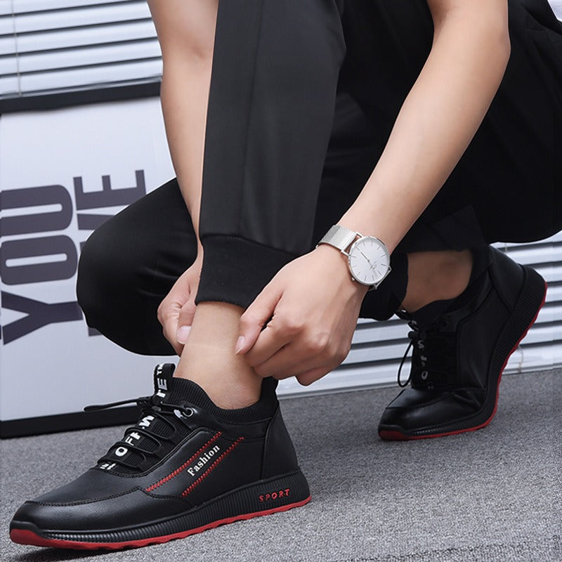Autumn and winter men's trendy shoes, casual single shoes, men's running sports shoes, new breathable leather shoes - V.I.P Digital Presence