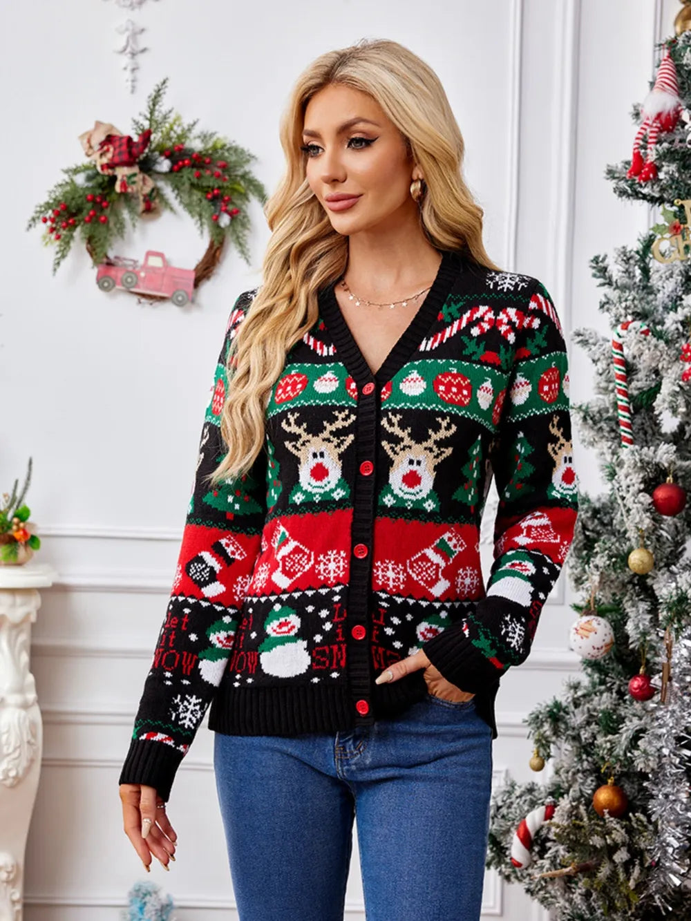 Autumn and winter new sweater jacket women's casual long sleeved Christmas sweater - V.I.P Digital Presence