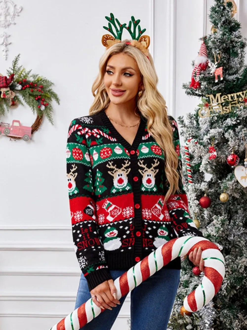 Autumn and winter new sweater jacket women's casual long sleeved Christmas sweater - V.I.P Digital Presence