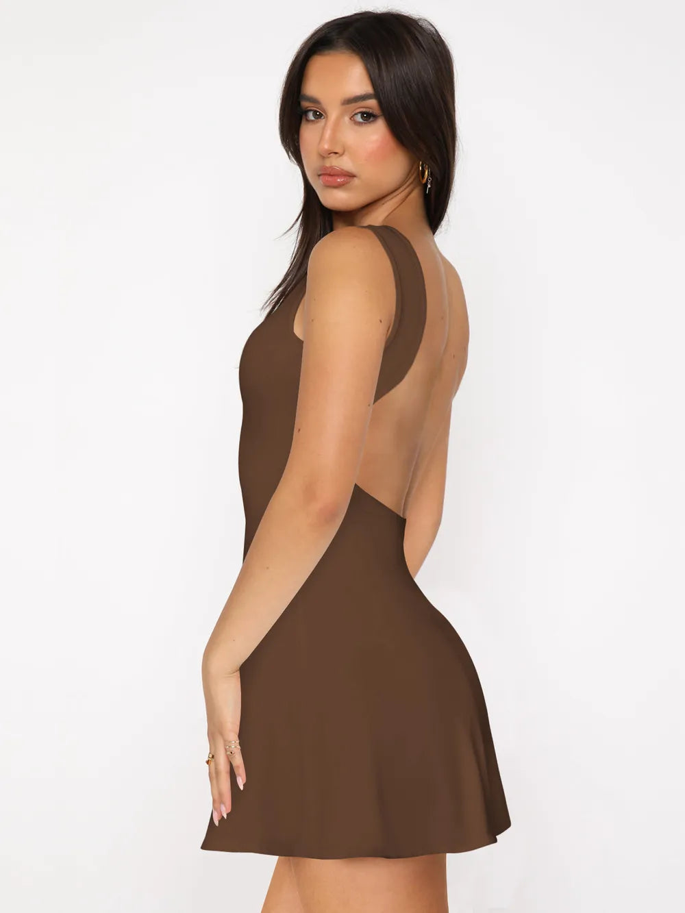 Backless Wide Strap Mini Dress - V.I.P Digital Presence