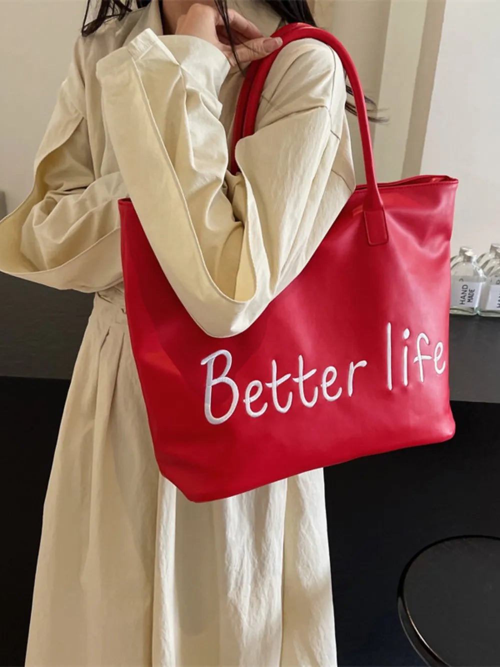 BETTER LIFE PU Leather Tote Bag - V.I.P Digital Presence