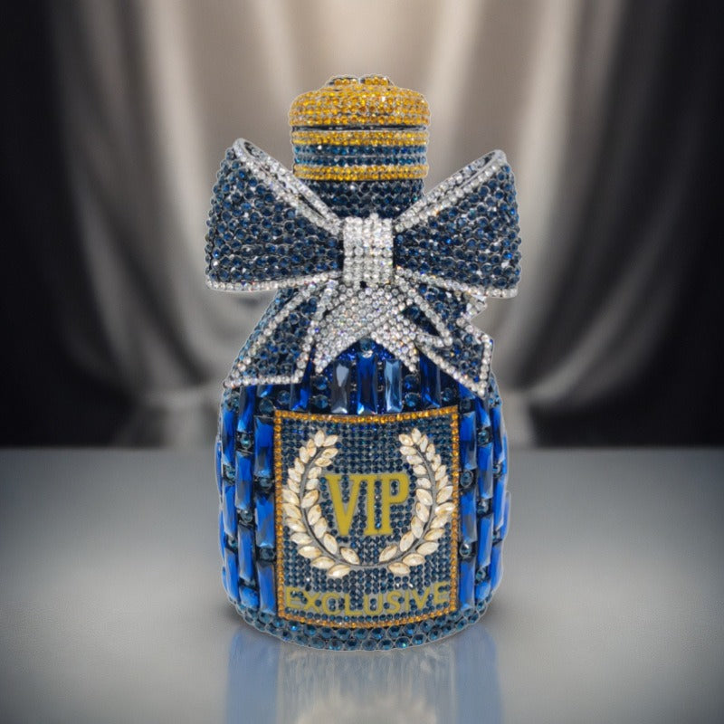 Bow Champagne Wine Bottle Diamond Set Banquet Bag Crystal Handbag for Women - V.I.P Digital Presence
